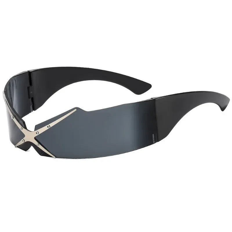 Y2K Punk Rimless One-Piece Mask Sunglasses Women Men 2025 Luxury Brand Small Frame Steampunk Wrap Around Shield Eyewear Shades