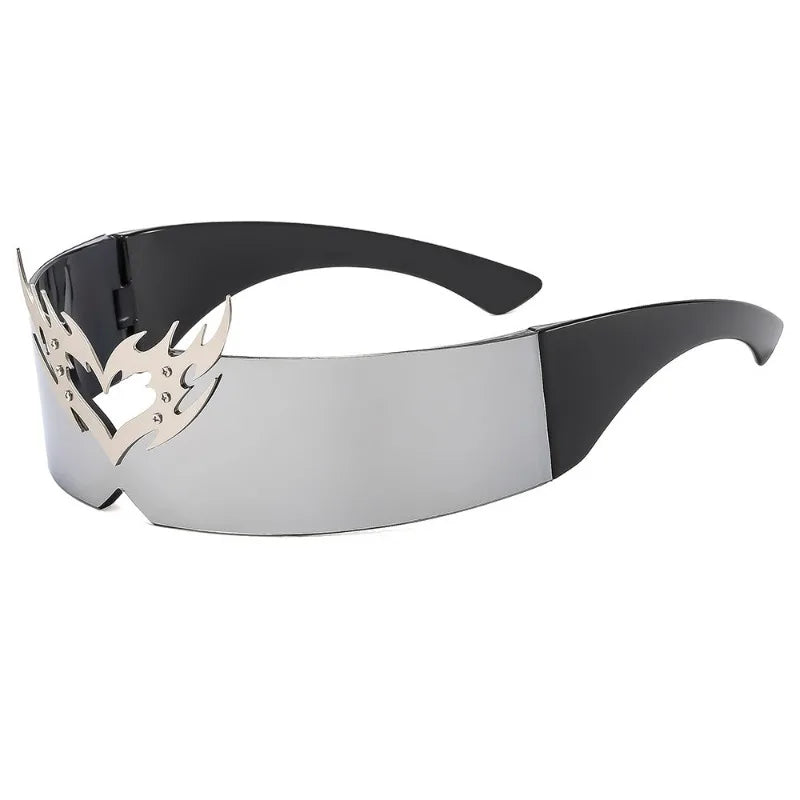 Y2K Punk Rimless One-Piece Mask Sunglasses Women Men 2025 Luxury Brand Small Frame Steampunk Wrap Around Shield Eyewear Shades