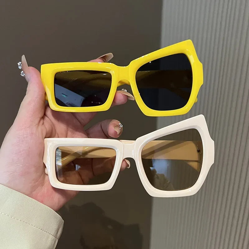 Eyebrow Sunglasses Women Men polygon Vintage Brand Designer Square Sun Glasses For Women Shades Female Eyewear Unisex Glasses