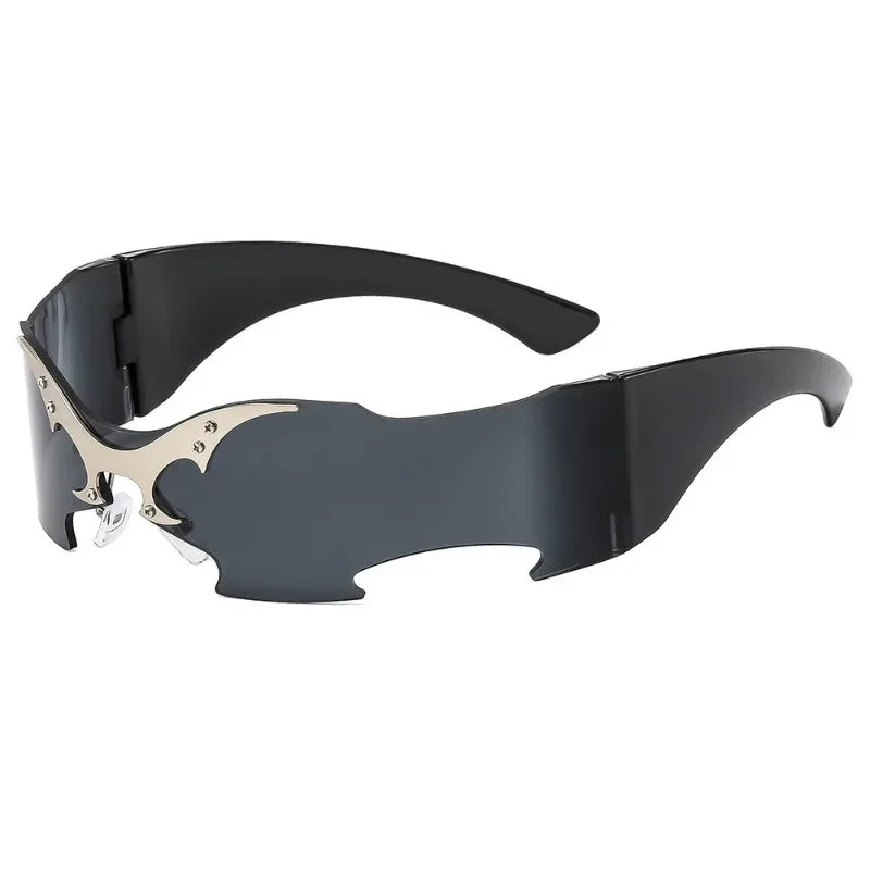 Y2K Punk Rimless One-Piece Mask Sunglasses Women Men 2025 Luxury Brand Small Frame Steampunk Wrap Around Shield Eyewear Shades