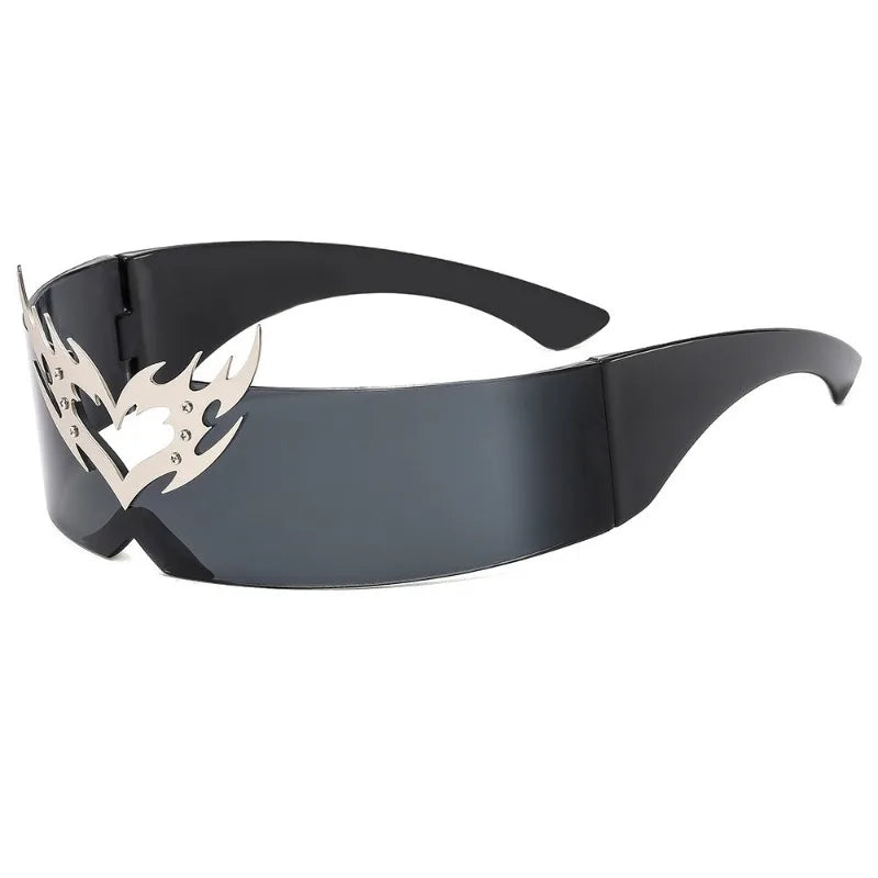Y2K Punk Rimless One-Piece Mask Sunglasses Women Men 2025 Luxury Brand Small Frame Steampunk Wrap Around Shield Eyewear Shades