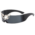 Y2K Punk Rimless One-Piece Mask Sunglasses Women Men 2025 Luxury Brand Small Frame Steampunk Wrap Around Shield Eyewear Shades