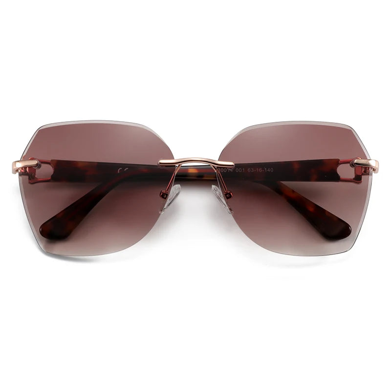 ZENOTTIC Oversizd Rimless Sunglasses Women Gradient Metal Butterfly UV400 Sun Glasses Anti-Reflective Shades Female