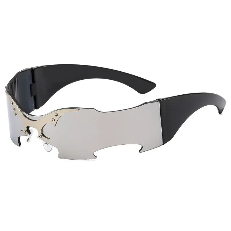 Y2K Punk Rimless One-Piece Mask Sunglasses Women Men 2025 Luxury Brand Small Frame Steampunk Wrap Around Shield Eyewear Shades