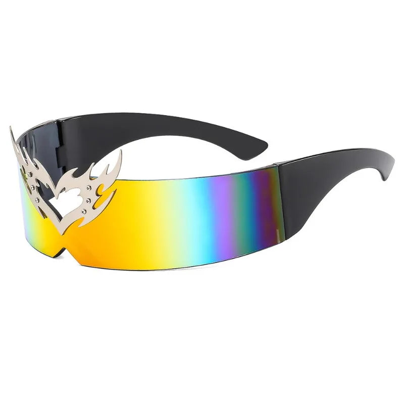 Y2K Punk Rimless One-Piece Mask Sunglasses Women Men 2025 Luxury Brand Small Frame Steampunk Wrap Around Shield Eyewear Shades