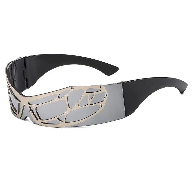 Y2K Punk Rimless One-Piece Mask Sunglasses Women Men 2025 Luxury Brand Small Frame Steampunk Wrap Around Shield Eyewear Shades